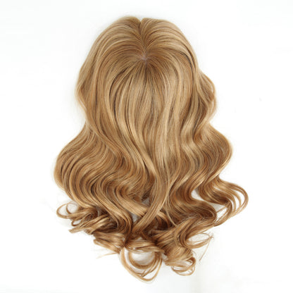 Stock European Brown Mixed Ombre with HL Bouncy Curl Double Drawn Silk Top Topper