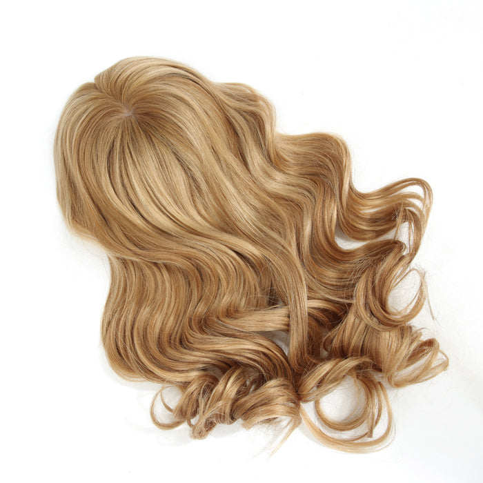 Stock European Brown Mixed Ombre with HL Bouncy Curl Double Drawn Silk Top Topper