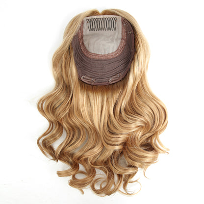 Stock European Brown Mixed Ombre with HL Bouncy Curl Double Drawn Silk Top Topper