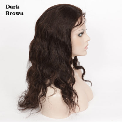 Stock Full Lace Brazilian Dark Brown Natural Wave Human Hair Silk Top Wig