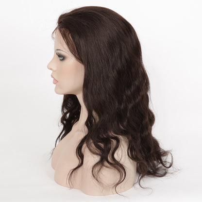 Stock Full Lace Brazilian Dark Brown Natural Wave Human Hair Silk Top Wig