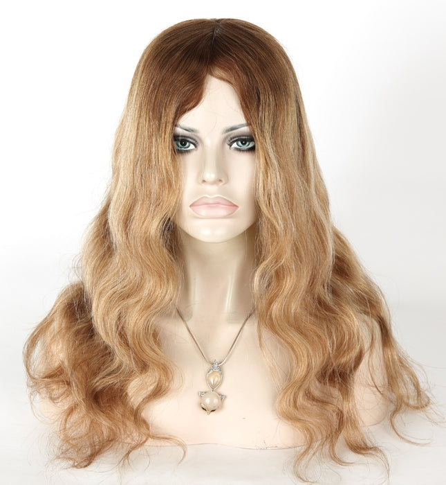 Stock Glueless European Ombre Straight/Body Wave Human Hair Silk Top Wigs