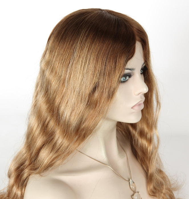 Stock Glueless European Ombre Straight/Body Wave Human Hair Silk Top Wigs