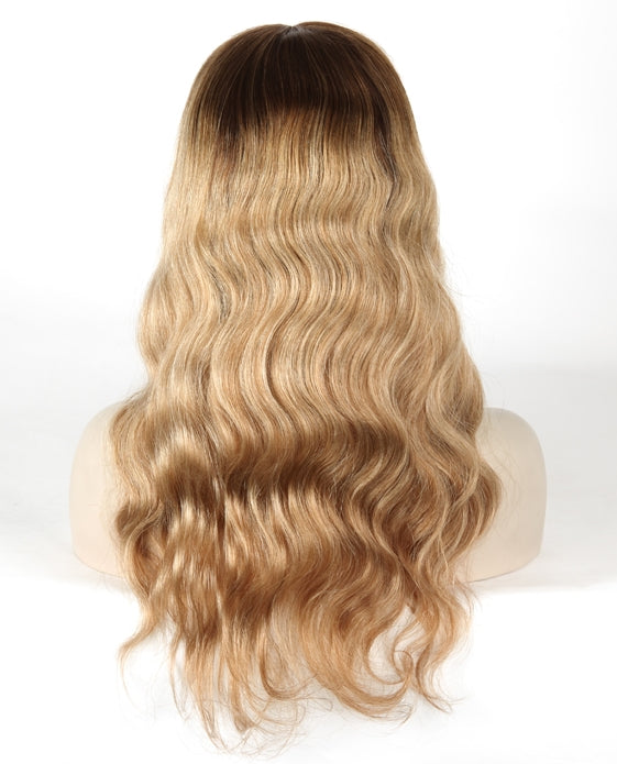 Stock Glueless European Ombre Straight/Body Wave Human Hair Silk Top Wigs