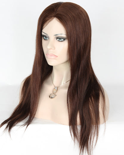 Stock Glueless Brazilian Dark Golden Brown Straight/Loose Wave Human Hair Wigs