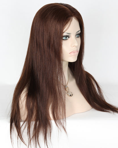 Stock Glueless Brazilian Dark Golden Brown Straight/Loose Wave Human Hair Wigs