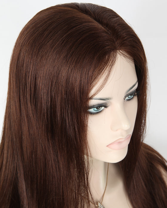 Stock Glueless Brazilian Dark Golden Brown Straight/Loose Wave Human Hair Wigs