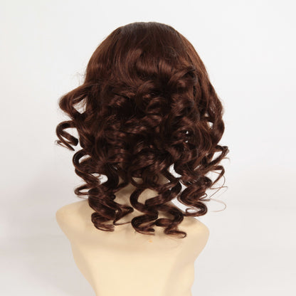 Stock Glueless Malaysian #4 Big Curl Human Hair Perücke 14" mit Silk Top 4.5" x 4.5" 130% Dichte