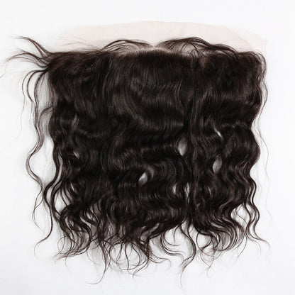 Stock 13 x 4 Full Lace Indian Remy Natural Color Natural Wave Human Hair Frontals 12" 120% Density