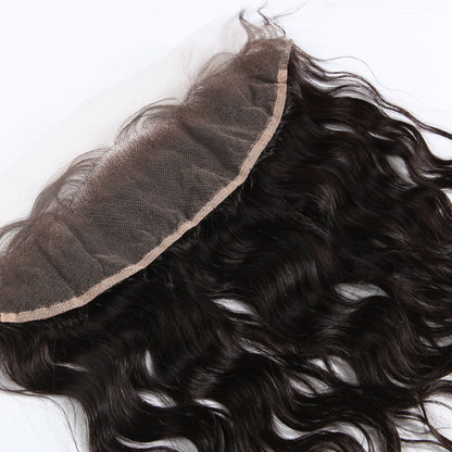 Stock 13 x 4 Full Lace Indian Remy Natural Color Natural Wave Human Hair Frontals 12" 120% Density