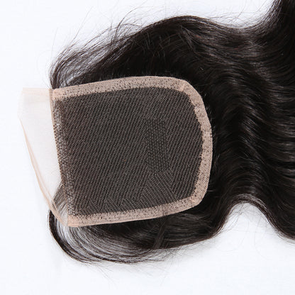 Stock Full lace Indian Remy #1B Natural Wave Human Hair Closure 14-16" 120% Density