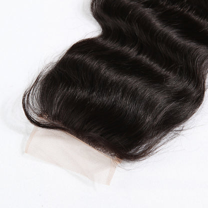 Stock Full lace Indian Remy #1B Natural Wave Human Hair Closure 14-16" 120% Density