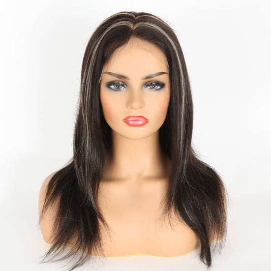 Stock Full Lace Indian Remy Black HL Light Yaki Human Hair Wig