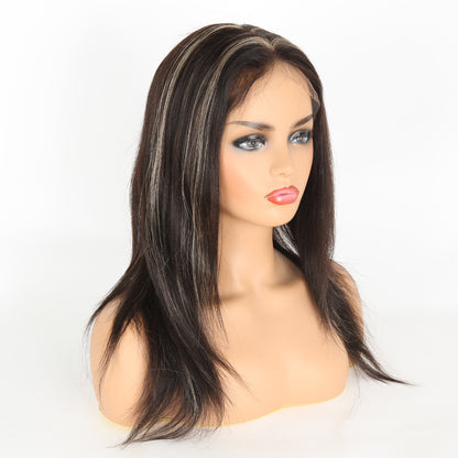 Stock Full Lace Indian Remy Black HL Light Yaki Human Hair Wig