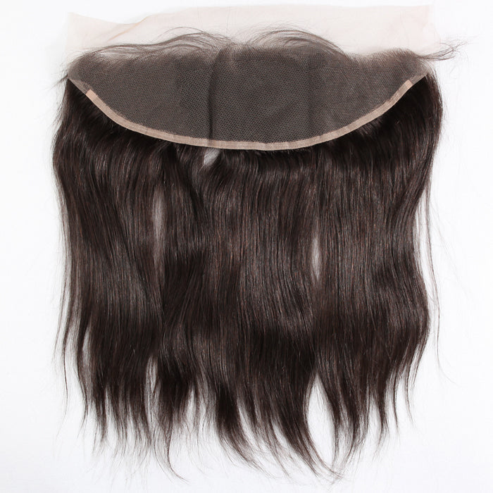 Stock 13x4 Full Lace Indian Virgin Natural Color Straight Human Hair Frontal 12-18" 120% Density