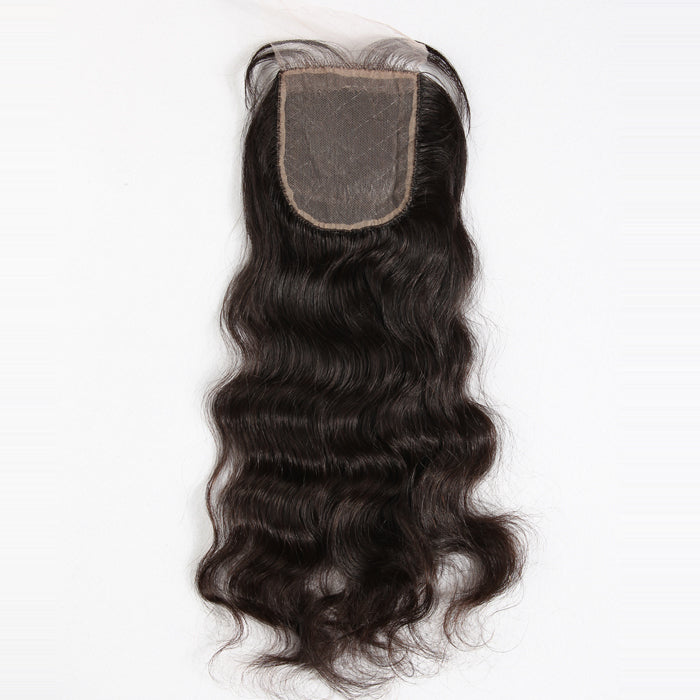 Stock Silk Top Peruvian Virgin Natural Color Natural Wave Human Hair Closures 10-16" 120% Density