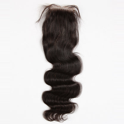 Stock Full lace Indian Remy Natural Color Body Wave Human Hair Closure 16" 120% Density