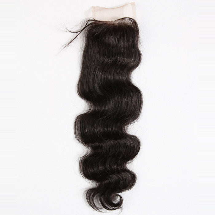 Stock Full lace Indian Remy #1B Body Wave Human Hair Closure 14-16" 120% Density