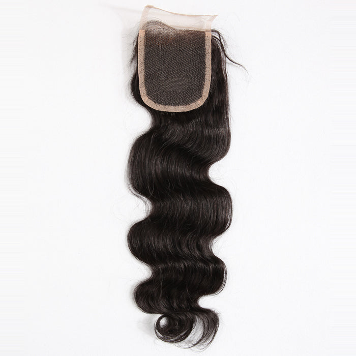 Stock Full lace Indian Remy #1B Body Wave Human Hair Closure 14-16" 120% Density