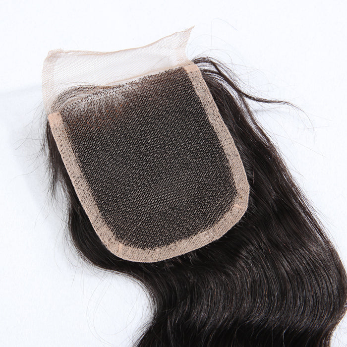 Stock Full lace Indian Remy #1B Body Wave Human Hair Closure 14-16" 120% Density