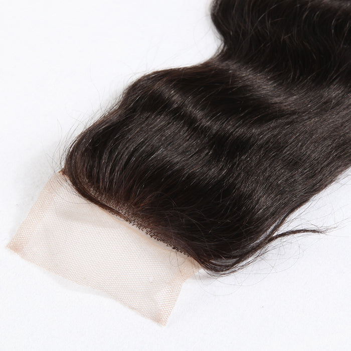 Stock Full lace Indian Remy #1B Body Wave Human Hair Closure 14-16" 120% Density