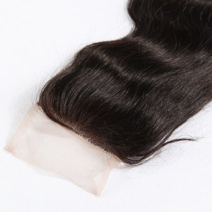 Stock Full lace Indian Remy #1B Body Wave Human Hair Closure 14-16" 120% Density