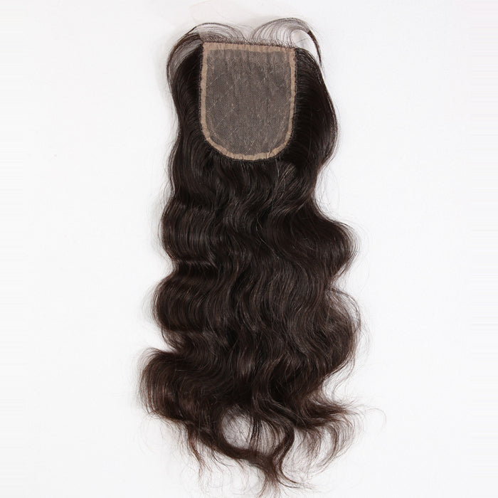 Stock Silk Top Brazilian Virgin Natural Color Natural Wave Human Hair Closures 12-16" 120% Density