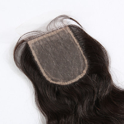 Stock Silk Top Brazilian Virgin Natural Color Natural Wave Human Hair Closures 12-16" 120% Density