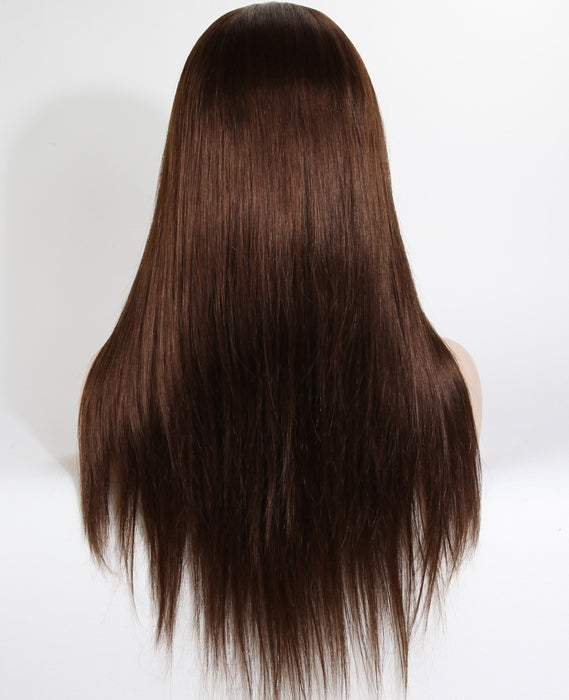 Stock Glueless Malaysian Brown Straight Human Hair Silk Top Wig