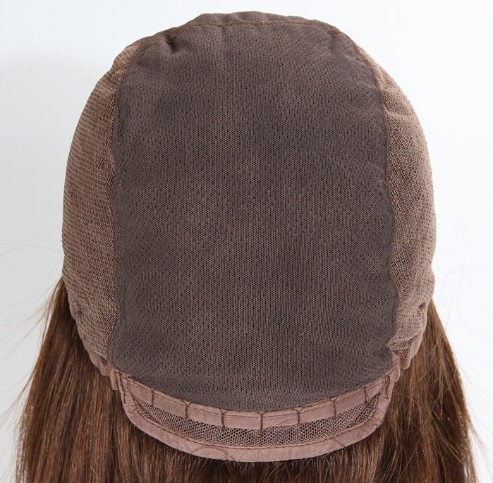 Stock Glueless Malaysian Brown Straight Human Hair Silk Top Wig