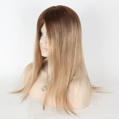 Stock Glueless European Ombre Straight/Body Wave Human Hair Silk Top Wigs