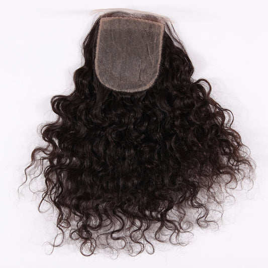 Stock Silk Top Brazilian Virgin Natural Color Natural Curly Human Hair Closure 12" 120% Density