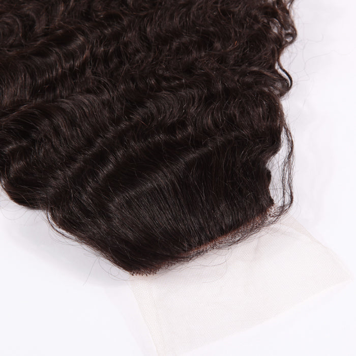Stock Silk Top Brazilian Virgin Natural Color Natural Curly Human Hair Closure 12" 120% Density