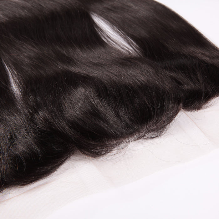 Lager 13x4 HD blonder Frontal Virgin Natural Black Body Wave Menneskehår Frontaler 10"-20" 130 % tetthet