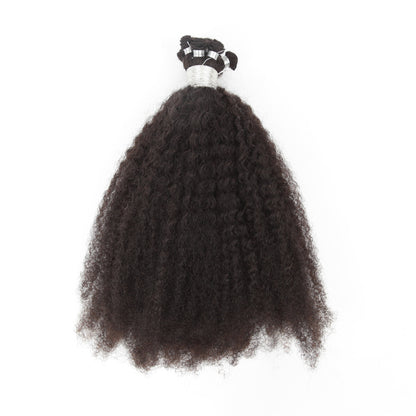 Stock Brazilian Natural Color Afro Curl Hand-Tied Human Hair Wefts