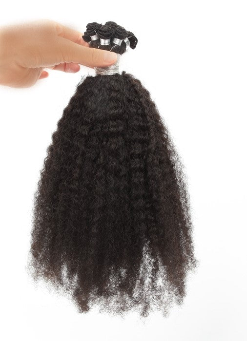 Stock Brazilian Natural Color Afro Curl Hand-Tied Human Hair Wefts