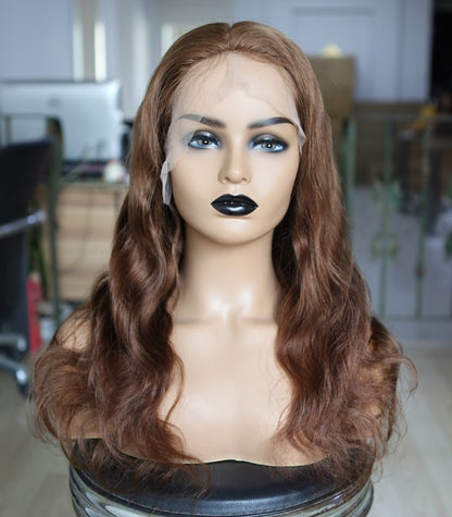 Custom Lace Front European Auburn Body Wave Human Hair Wig