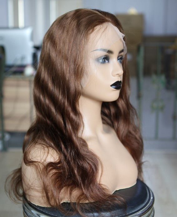 Custom 13" x 6" Lace Front European #30 Body Wave Menneskehår Parykk 18" Silketopp 5" x 5" 150 % tetthet.