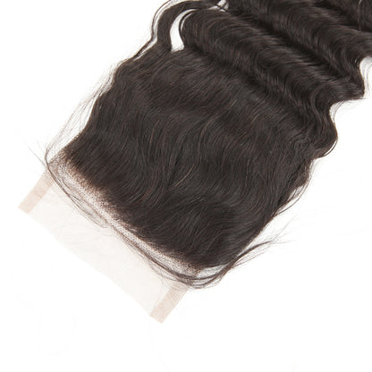 Stock Full lace Indian Remy Natural Color Deep Curl Human Hair Closure 14" 120% Density