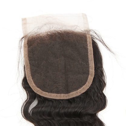 Stock Full lace Indian Remy Natural Color Deep Curl Human Hair Closure 14" 120% Density