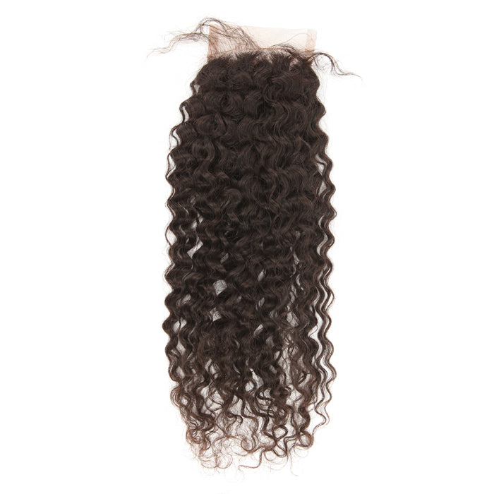 Stock Full lace Indian Remy Natural Color Kinky Curl Human Hair Closure 14" 120% Density