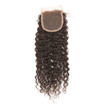 Stock Full lace Indian Remy Natural Color Kinky Curl Human Hair Closure 14" 120% Density