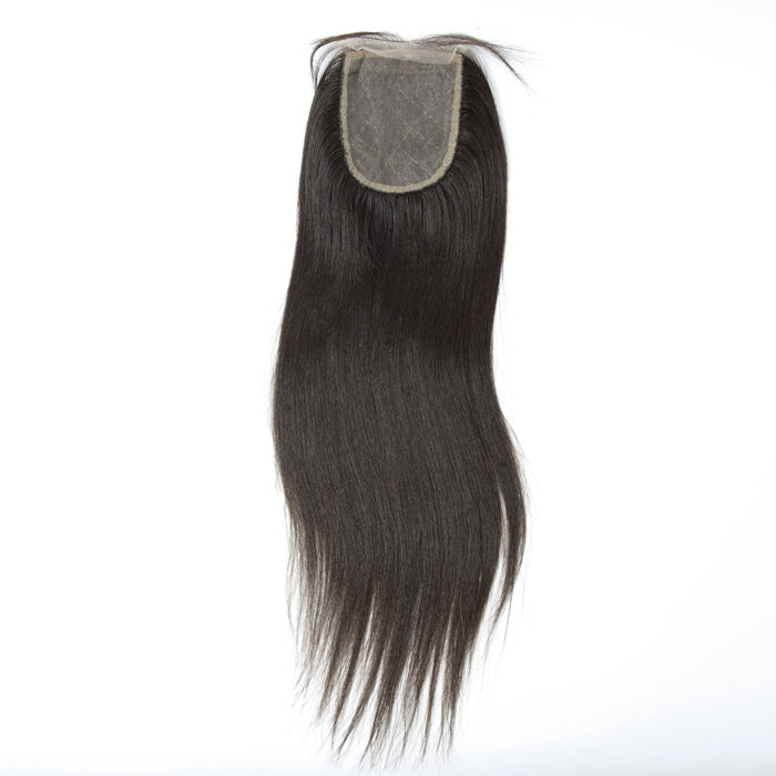 Stock Silk Top Malaysian Virgin Natural Color Light Yaki Human Hair Closure 16" 120% Density