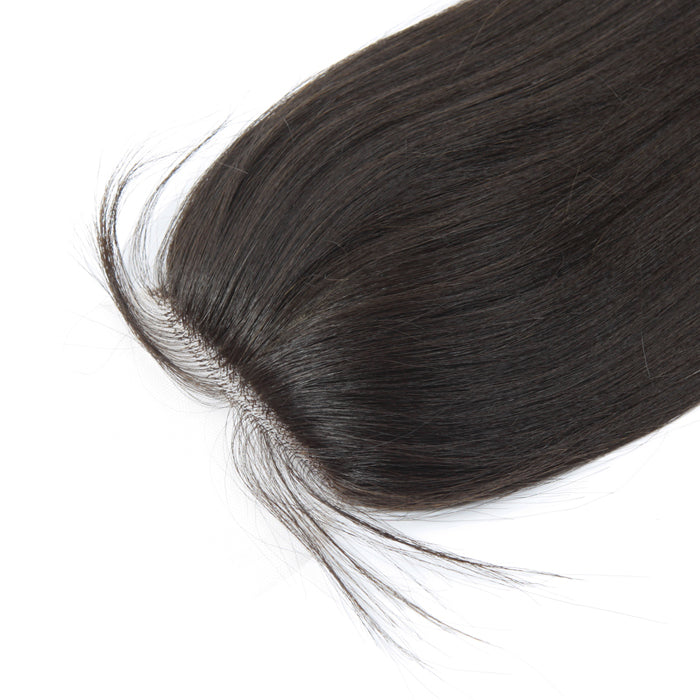 Stock Silk Top Malaysian Virgin Natural Color Light Yaki Human Hair Closure 16" 120% Density