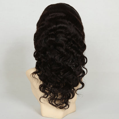 Stock Full Lace Indian Remy #2 Deep Body Wave Human Hair Wig 16" 130% Density