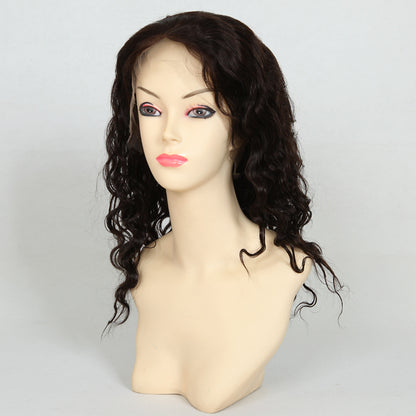 Stock Full Lace Indian Remy Dark Brown Deep Body Wave Human Hair Wig