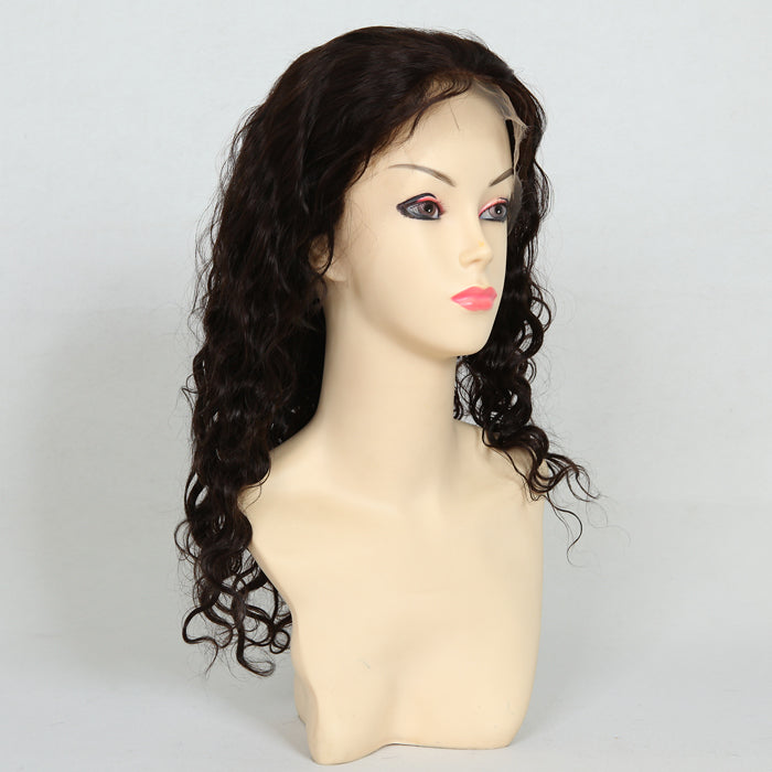 Stock Full Lace Indian Remy Dark Brown Deep Body Wave Human Hair Wig