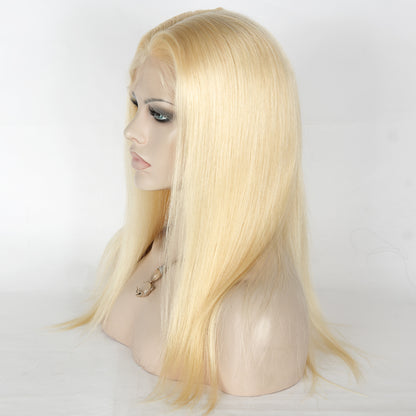 Stock Full Lace Brazilian Lightest Blonde Straight Human Hair Wigs