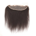 Stock 13x4 Indian Remy Natural Color Kinky Straight Human Hair Frontals 14" 120% Density