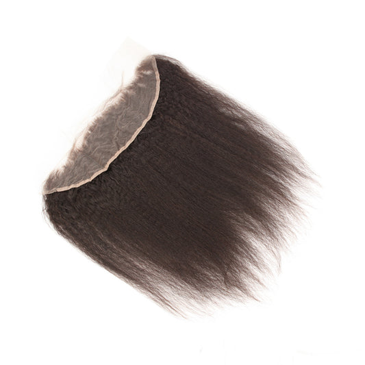 Stock Volle Spitze Brasilianisches Reines Naturfarbenes verworrenes gerades Echthaar Frontal 14" 120% Dichte